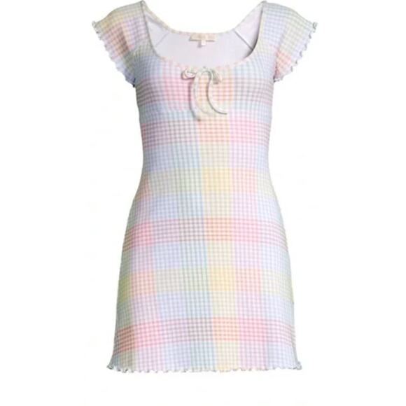 Loveshackfancy Zoie Mini Dress Small Rainbow Pastel Gingham Colorful Coquette - Picture 13 of 16